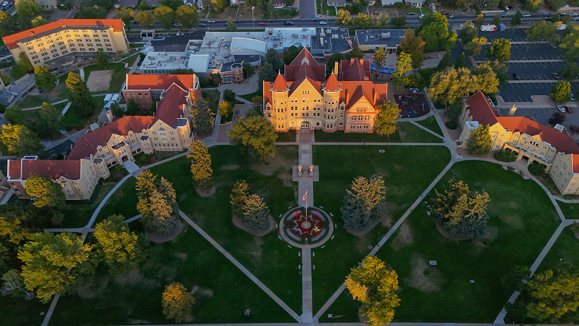 Sunset aerial photo of Mosaic Community Campus