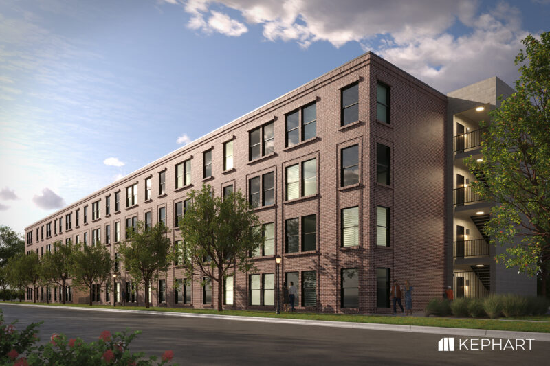 a four story brick apartment building