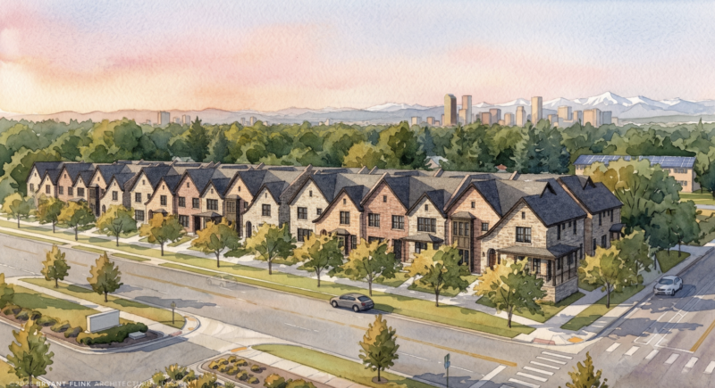 An artistic rendering for the proposed Dahlia redevelopment project